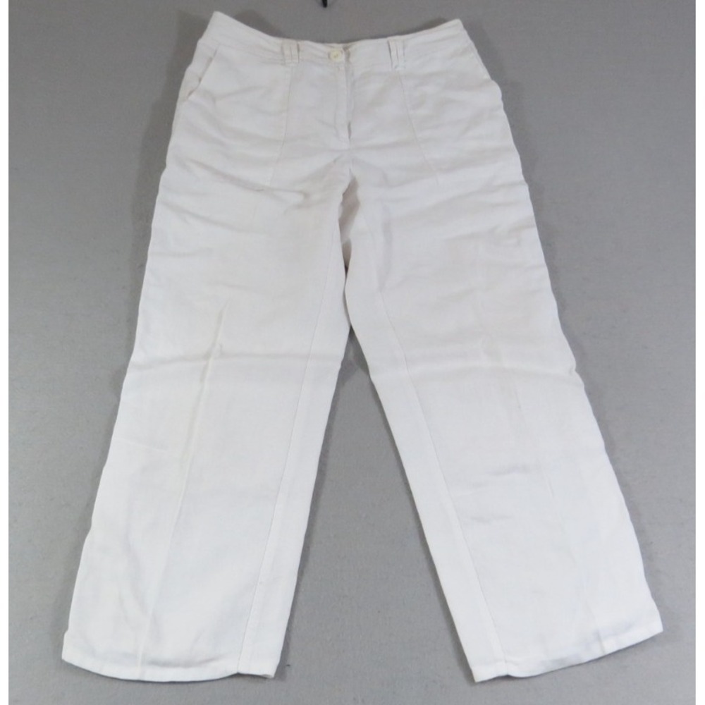 Charter Club Linen Capri Pants Womens 8 White Cropped Summer Coastal Breathable
